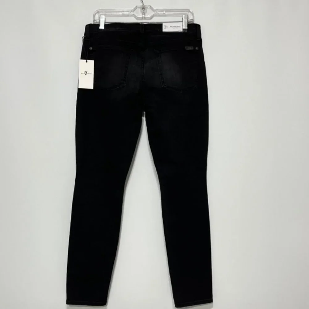 7 FOR ALL MANKIND Black Distressed Ankle Skinny Jeans Size 31 NWT - Picture 8 of 15